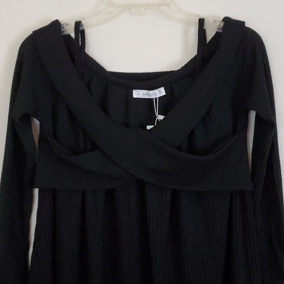 NWT Dressfo Black Peasant Style Long Sleeve Pullover Top S - Picture 2 of 12